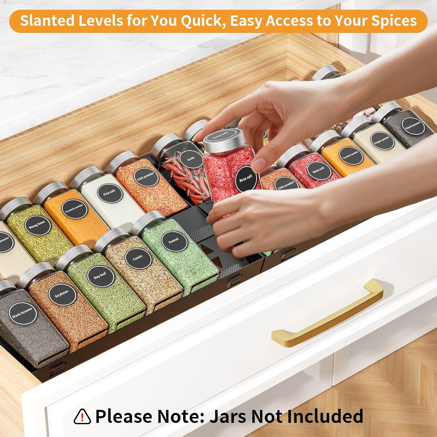 Organizador de Cajón para Especias RCHYFEED 4 Niveles Metal