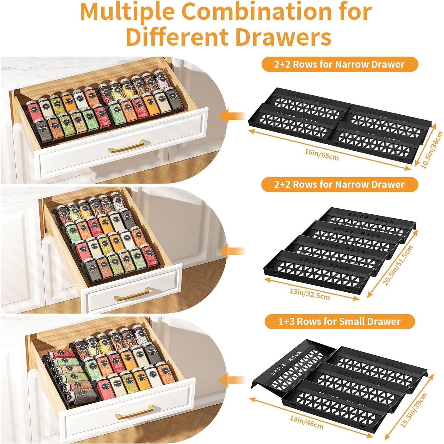 Organizador de Cajón para Especias RCHYFEED 4 Niveles Metal