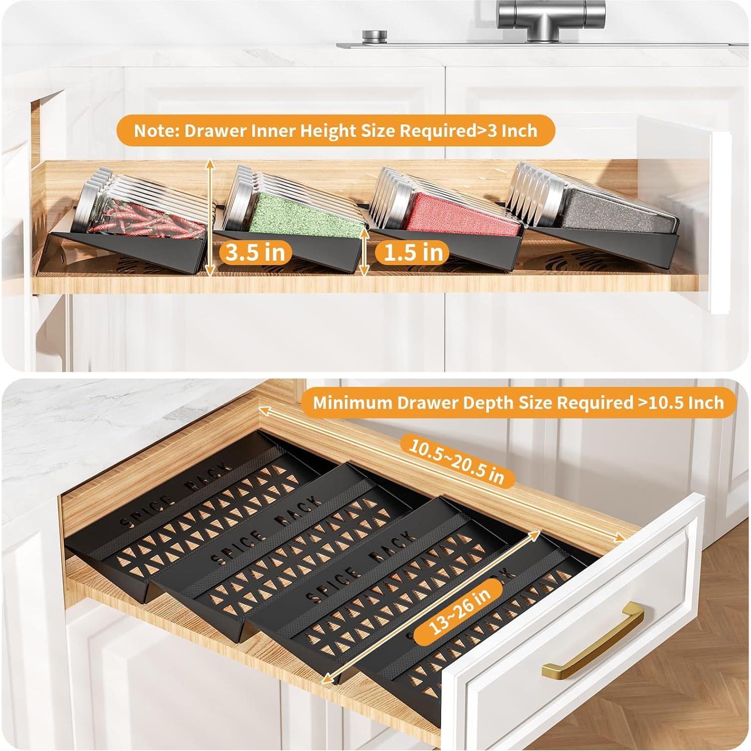 Organizador de Cajón para Especias RCHYFEED 4 Niveles Metal