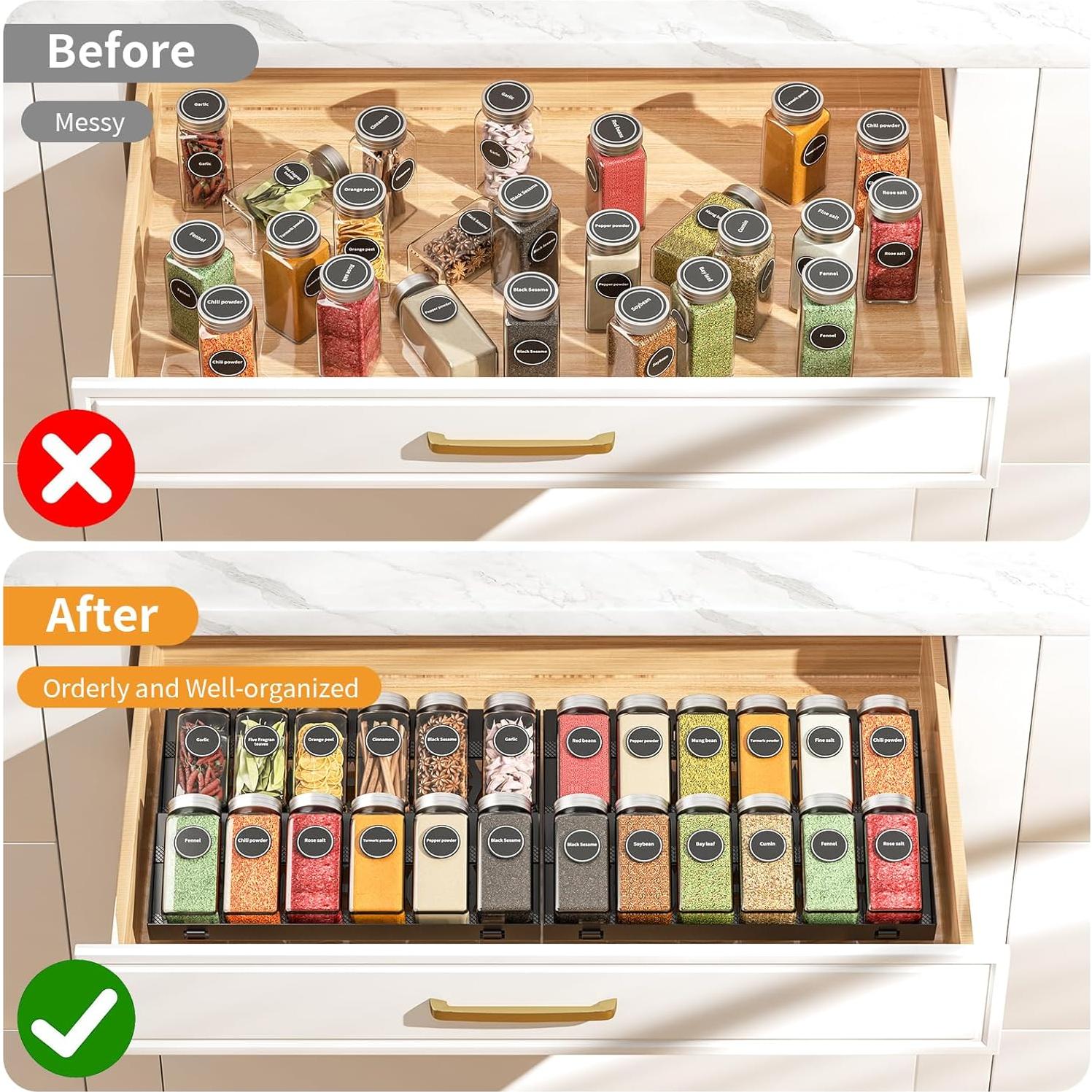 Organizador de Cajón para Especias RCHYFEED 4 Niveles Metal