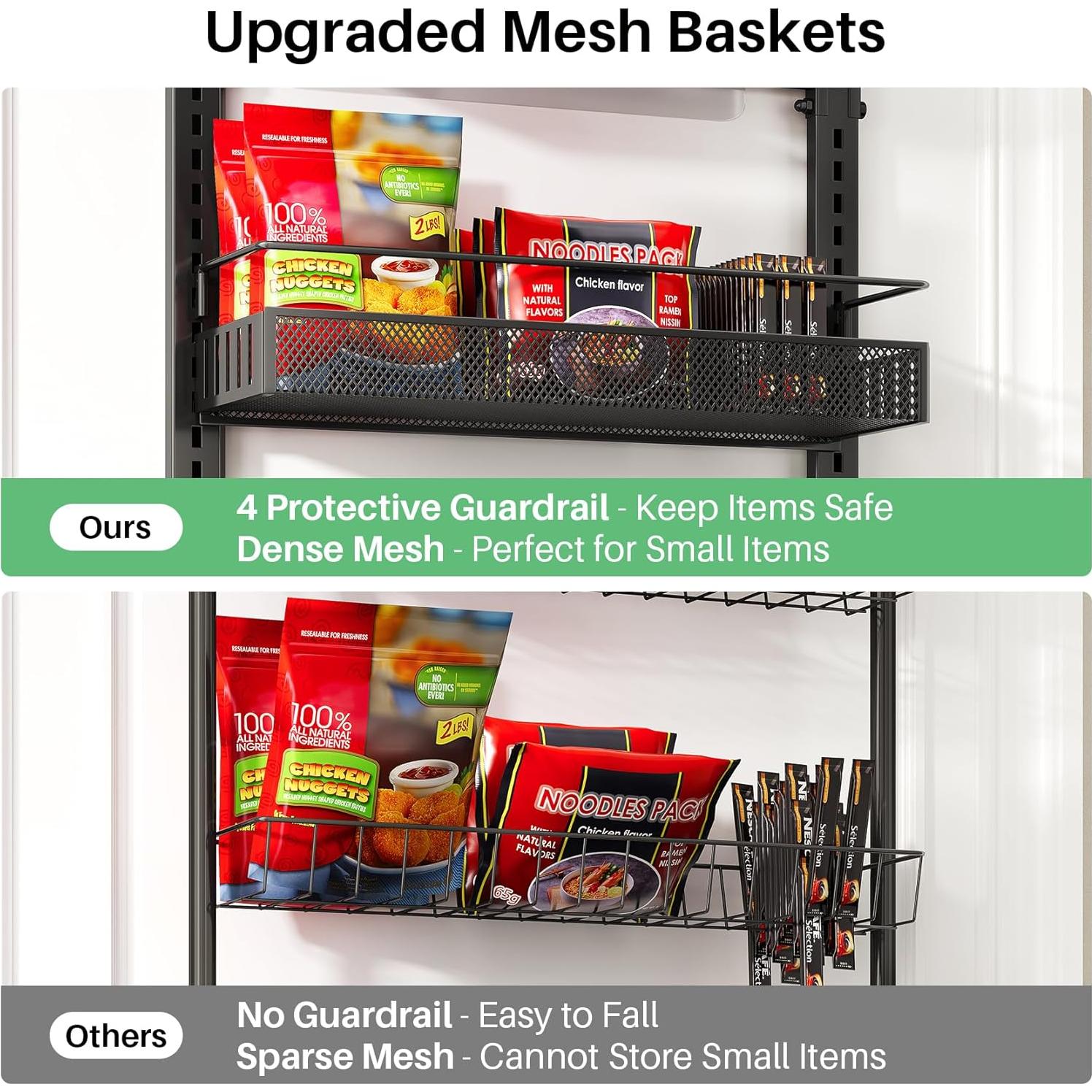 Organizador de despensa SNTD colgante 8 niveles ajustable negro