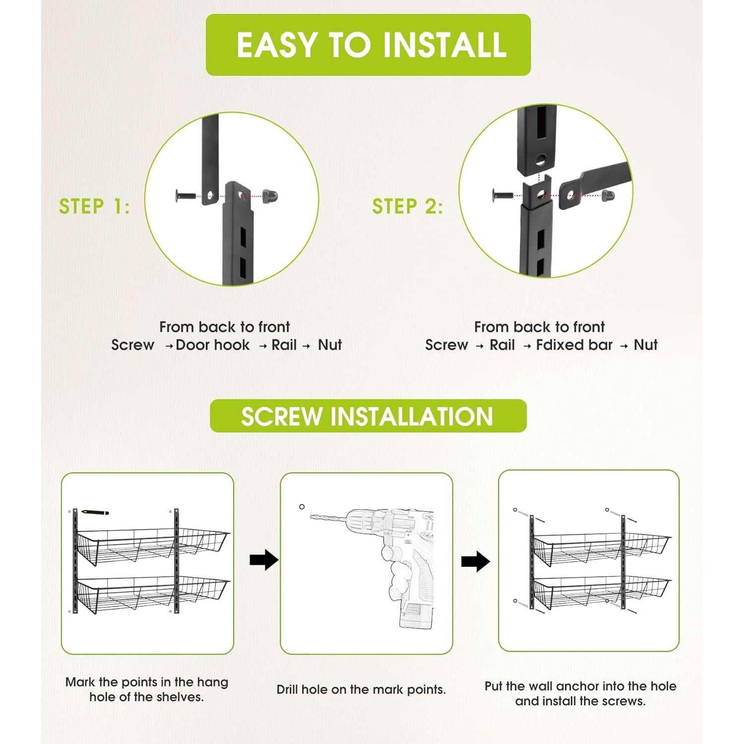 Organizador de despensa sobre la puerta Mefirt 6 niveles Negro