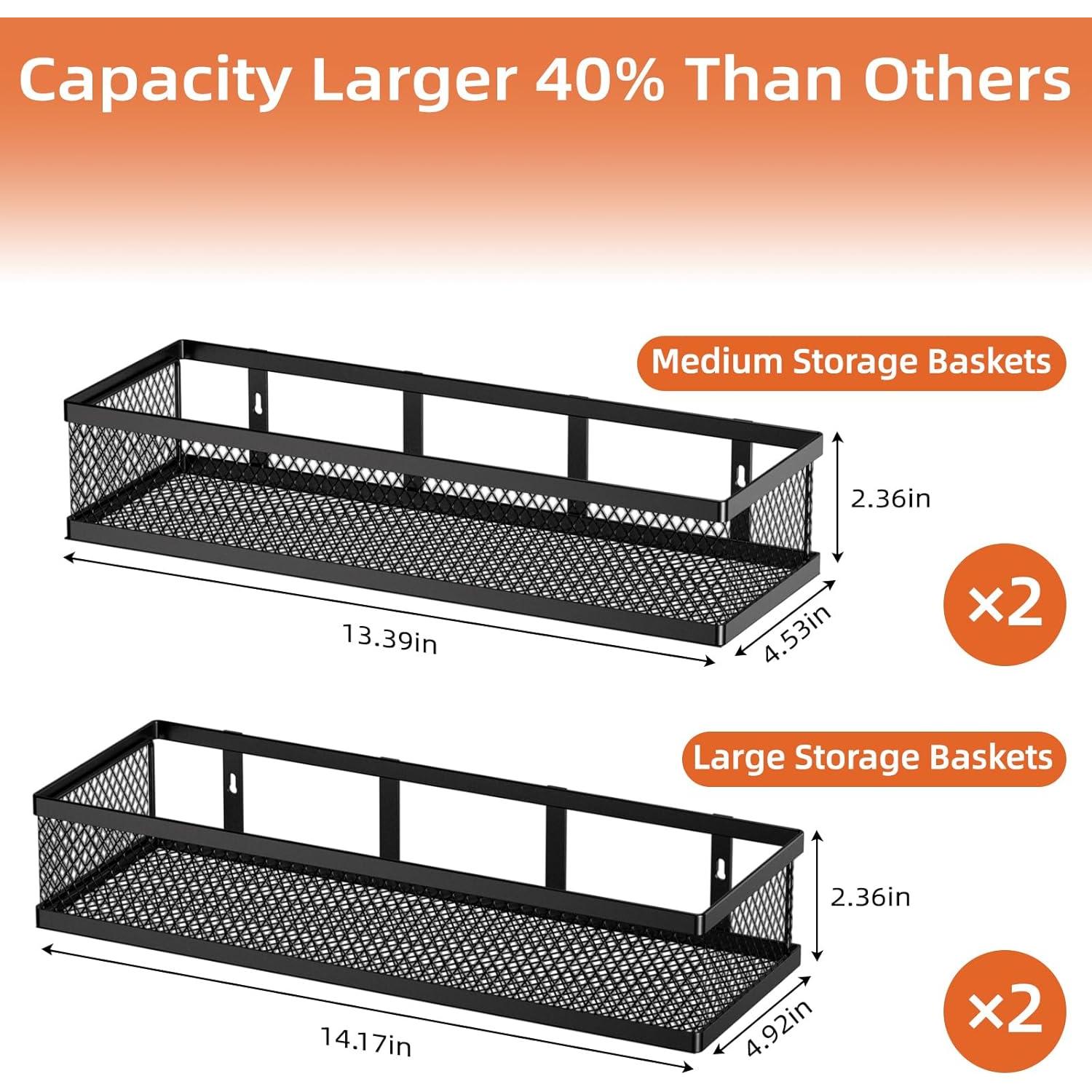 Estante de Especias Umomi Negro, Paquete de 4, Montaje en Pared