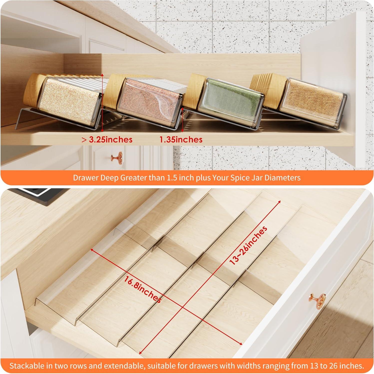 Organizador de Cajones de Especias Jadehom 4 Niveles Acrílico 33-66 cm