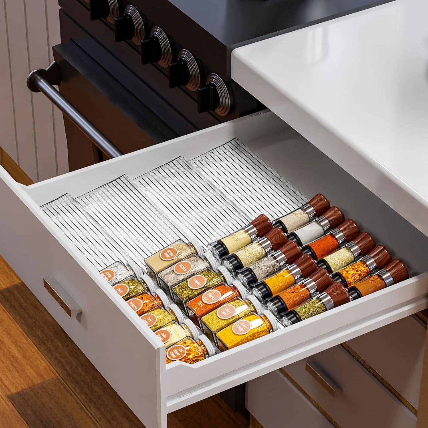 Organizador de Especias de Cajón Yieach 4 Niveles Expandible