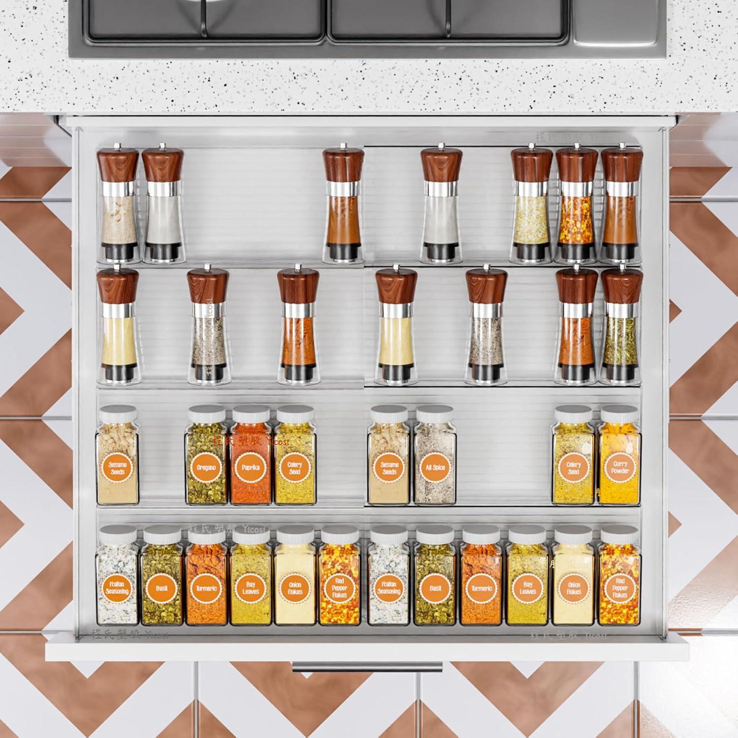 Organizador de Especias de Cajón Yieach 4 Niveles Expandible