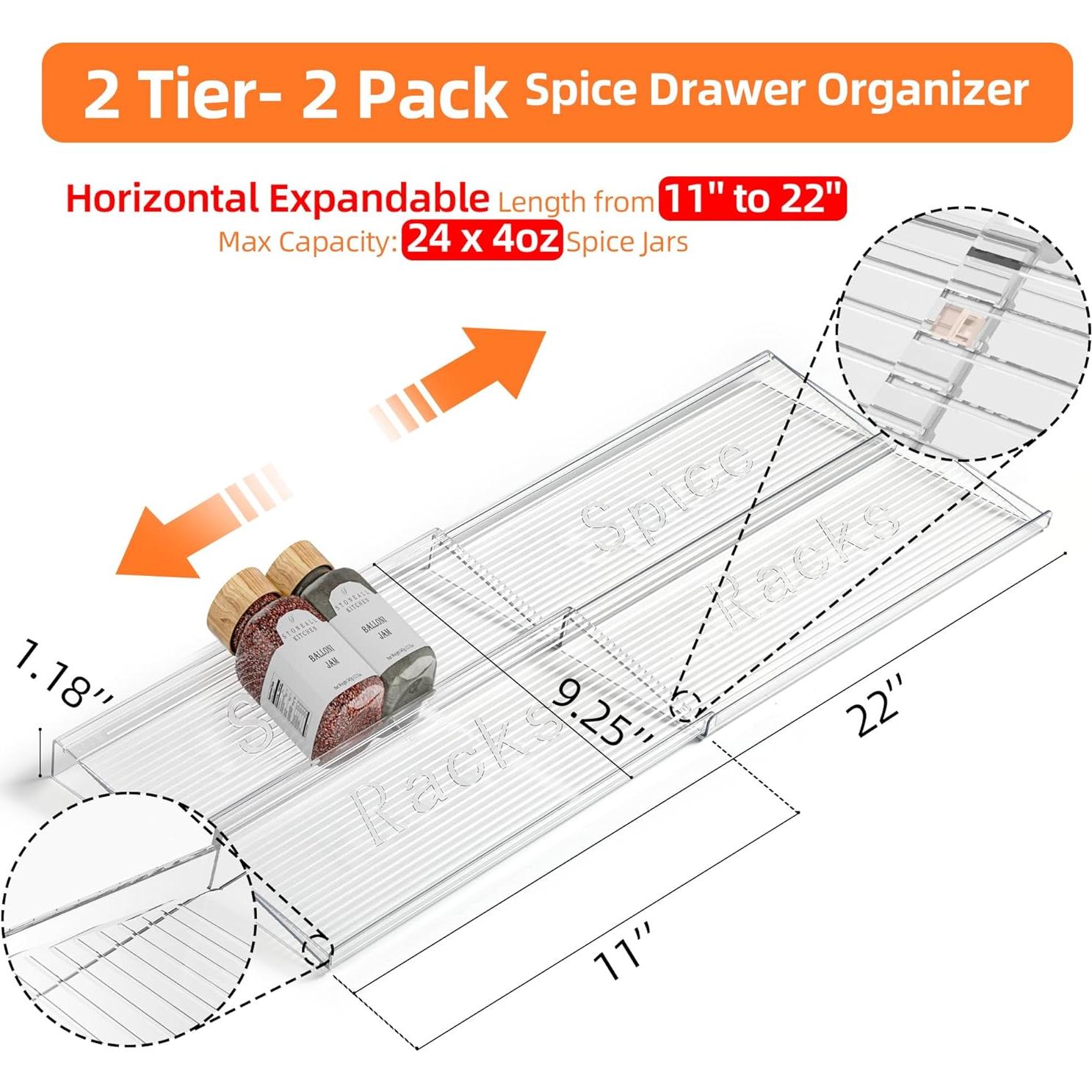 Organizador de Cajones de Especias PanPanPal 2 Niveles Expandible