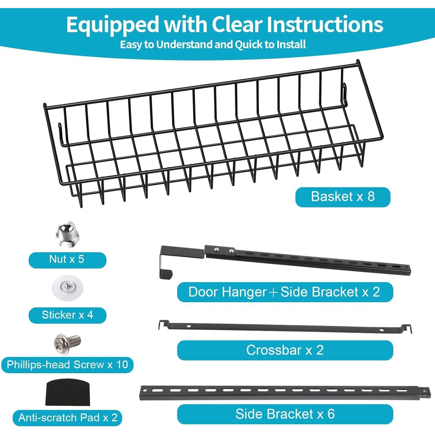 Organizador de Puerta 8 Niveles ElegantArray Metal Negro