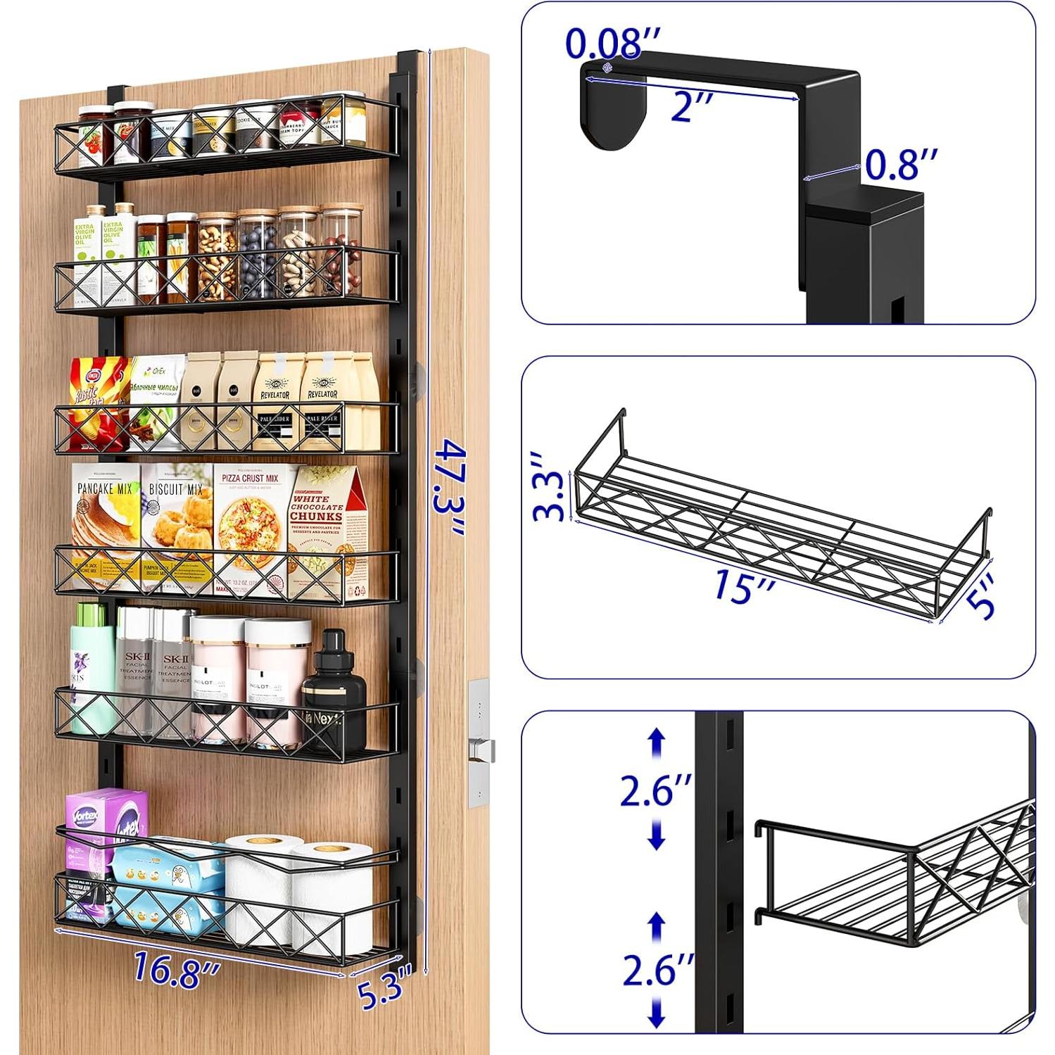 Organizador de Puerta MIAOLI Negro 6 Niveles Ajustable
