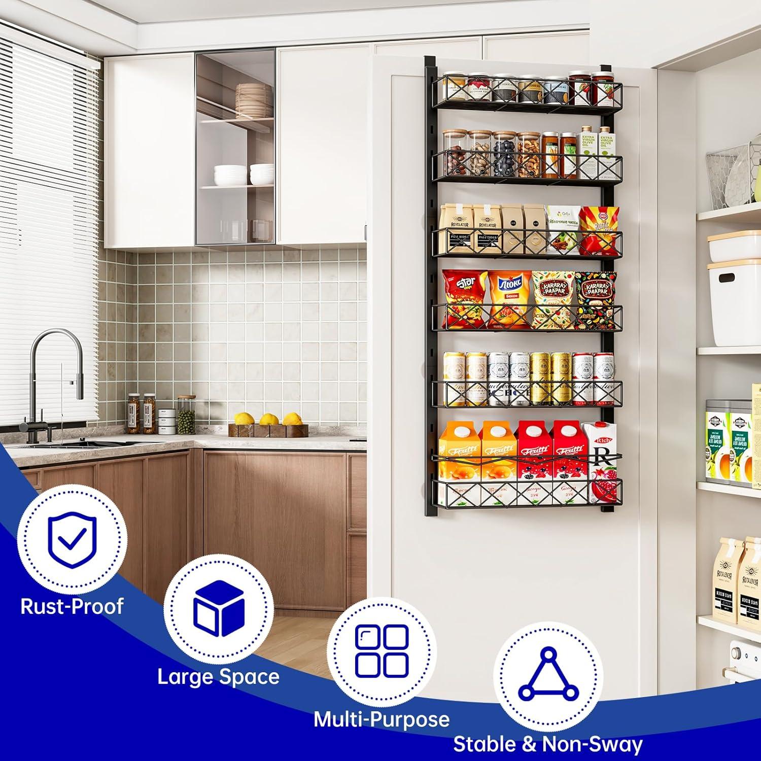 Organizador de Puerta MIAOLI Negro 6 Niveles Ajustable