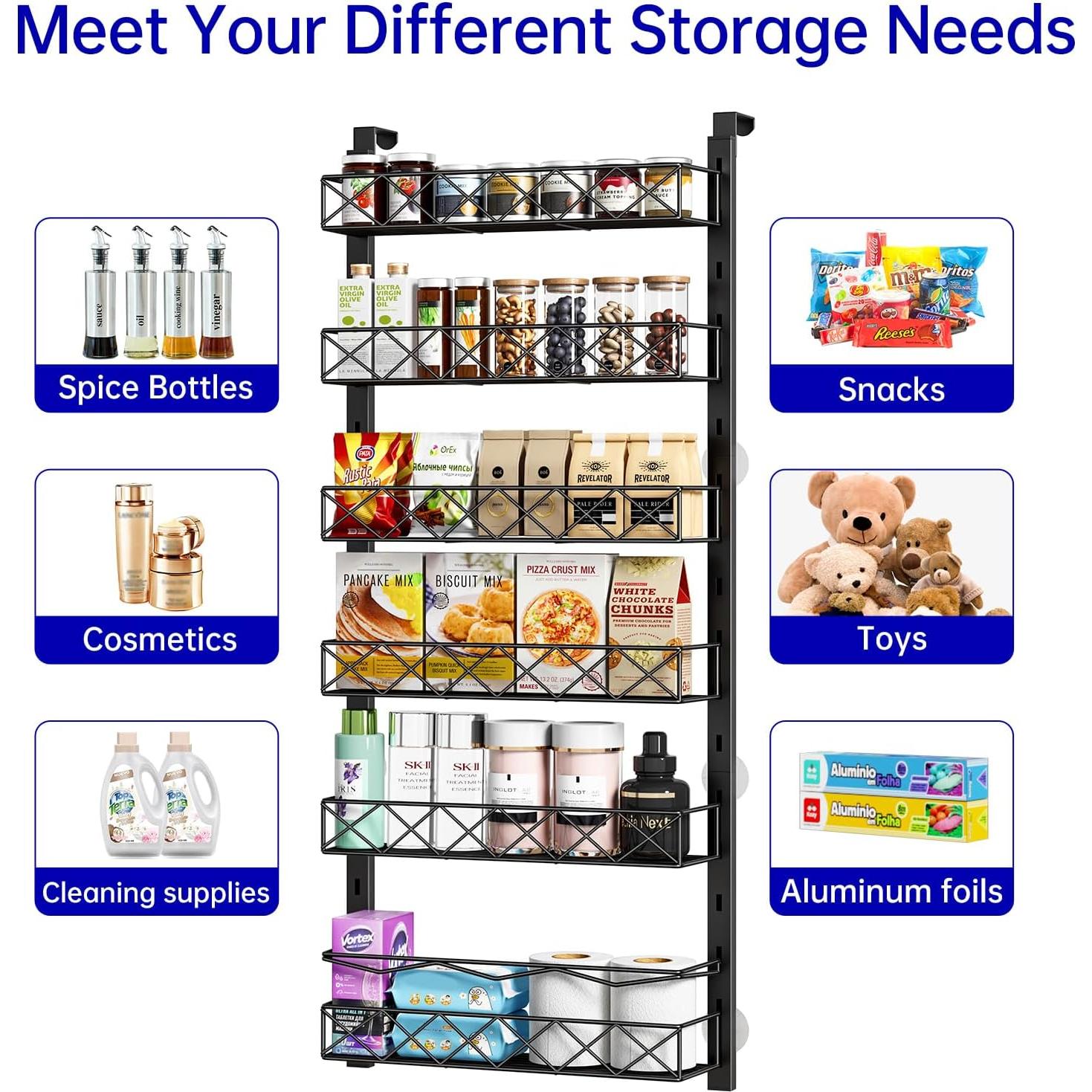 Organizador de Puerta MIAOLI Negro 6 Niveles Ajustable