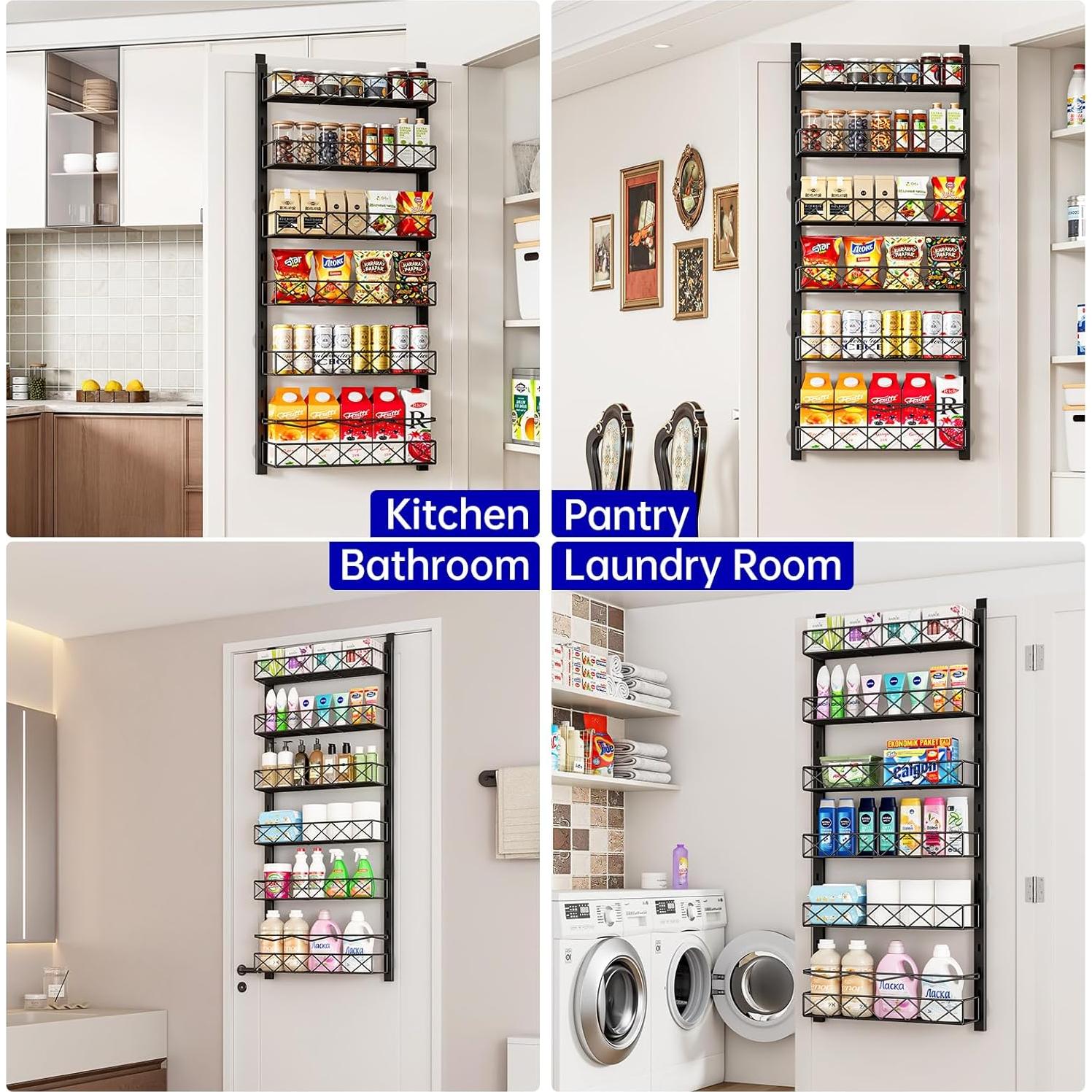 Organizador de Puerta MIAOLI Negro 6 Niveles Ajustable