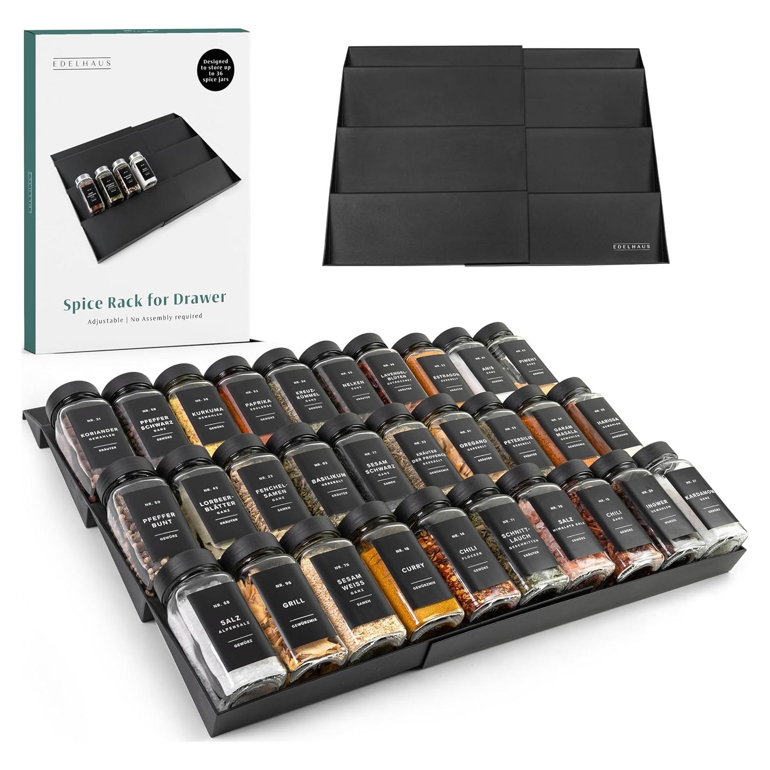 Organizador de Cajón de Especias EDELHAUS Negro Expandible 30-61 cm