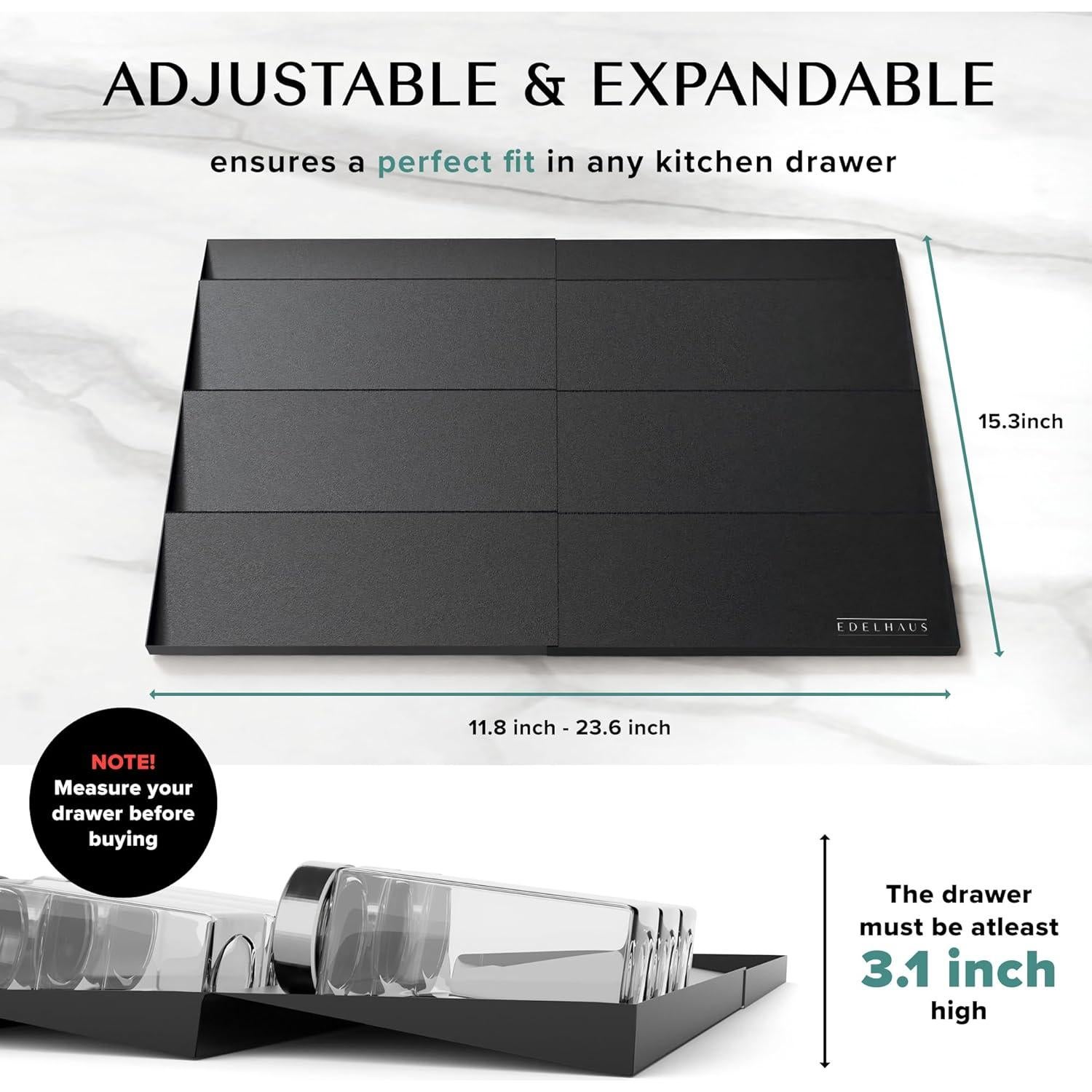 Organizador de Cajón de Especias EDELHAUS Negro Expandible 30-61 cm