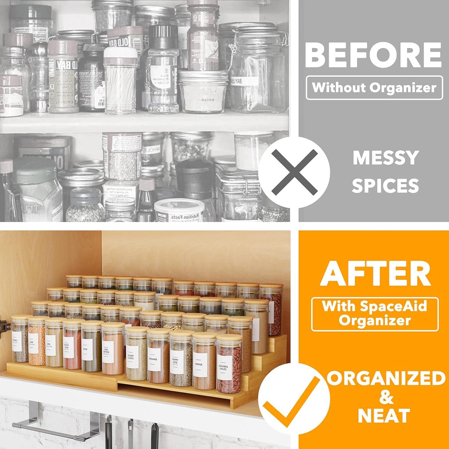Organizador de Especias de Bambú SpaceAid 4 Niveles Ajustable
