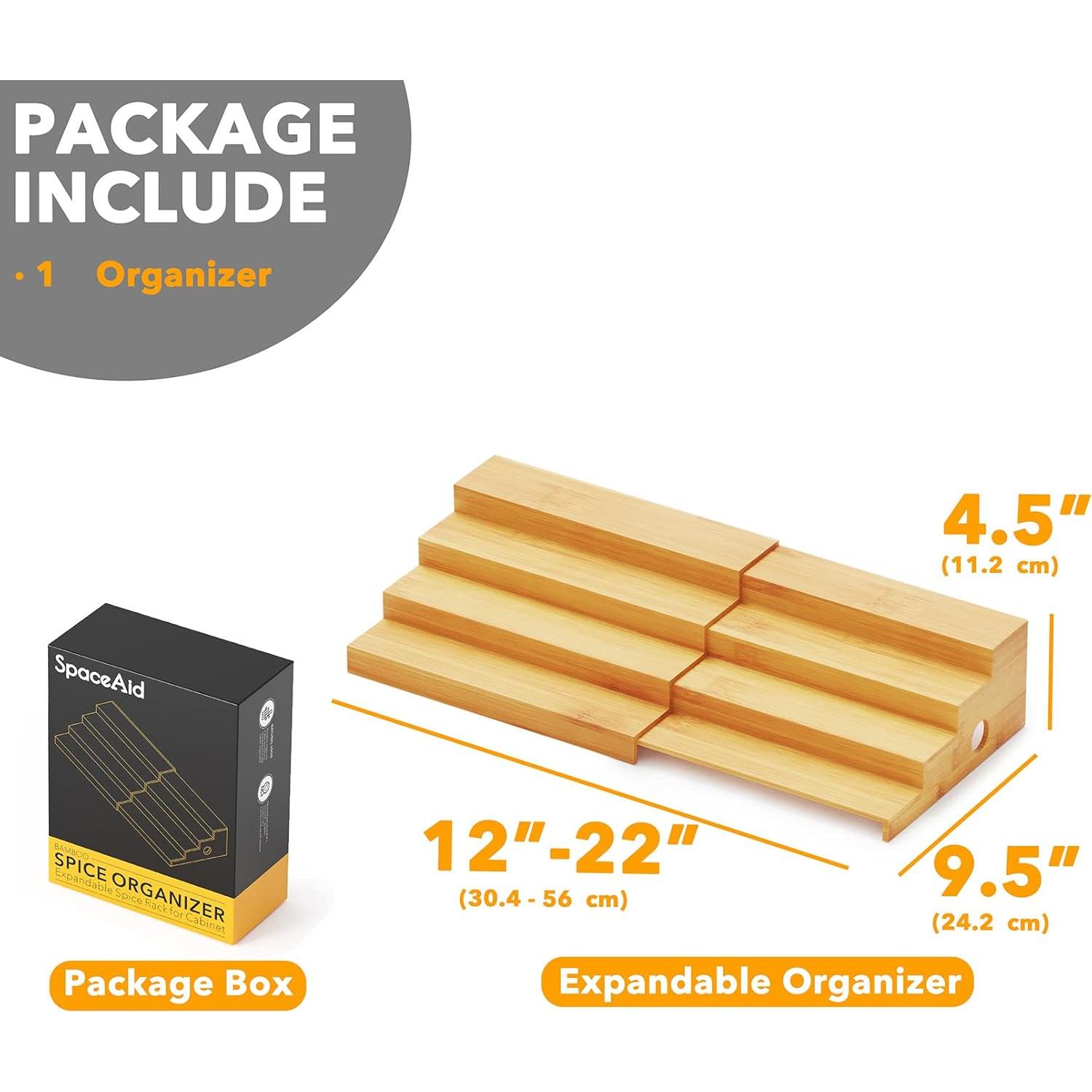 Organizador de Especias de Bambú SpaceAid 4 Niveles Ajustable