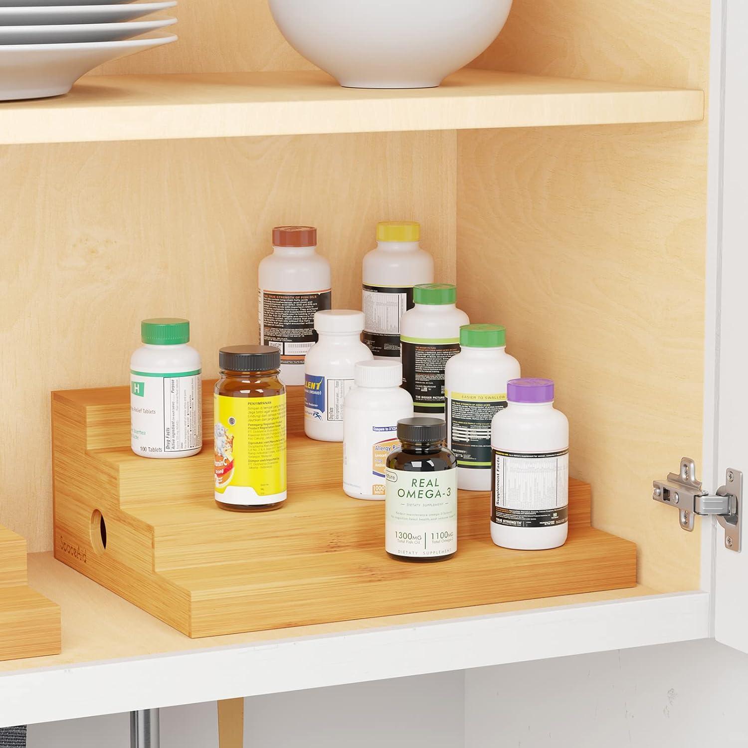 Organizador de Especias de Bambú SpaceAid 4 Niveles Ajustable