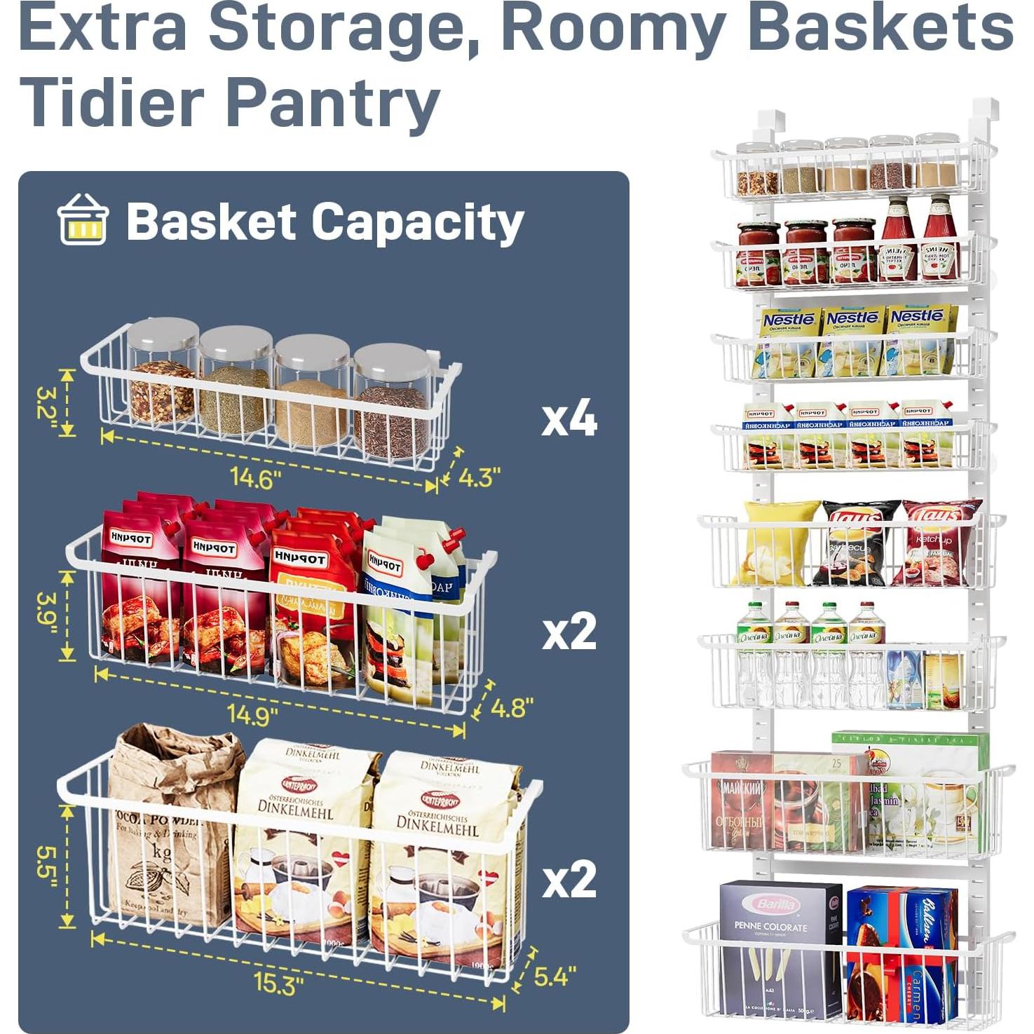 Organizador de despensa sobre la puerta MSERCUOR 8 niveles ajustable