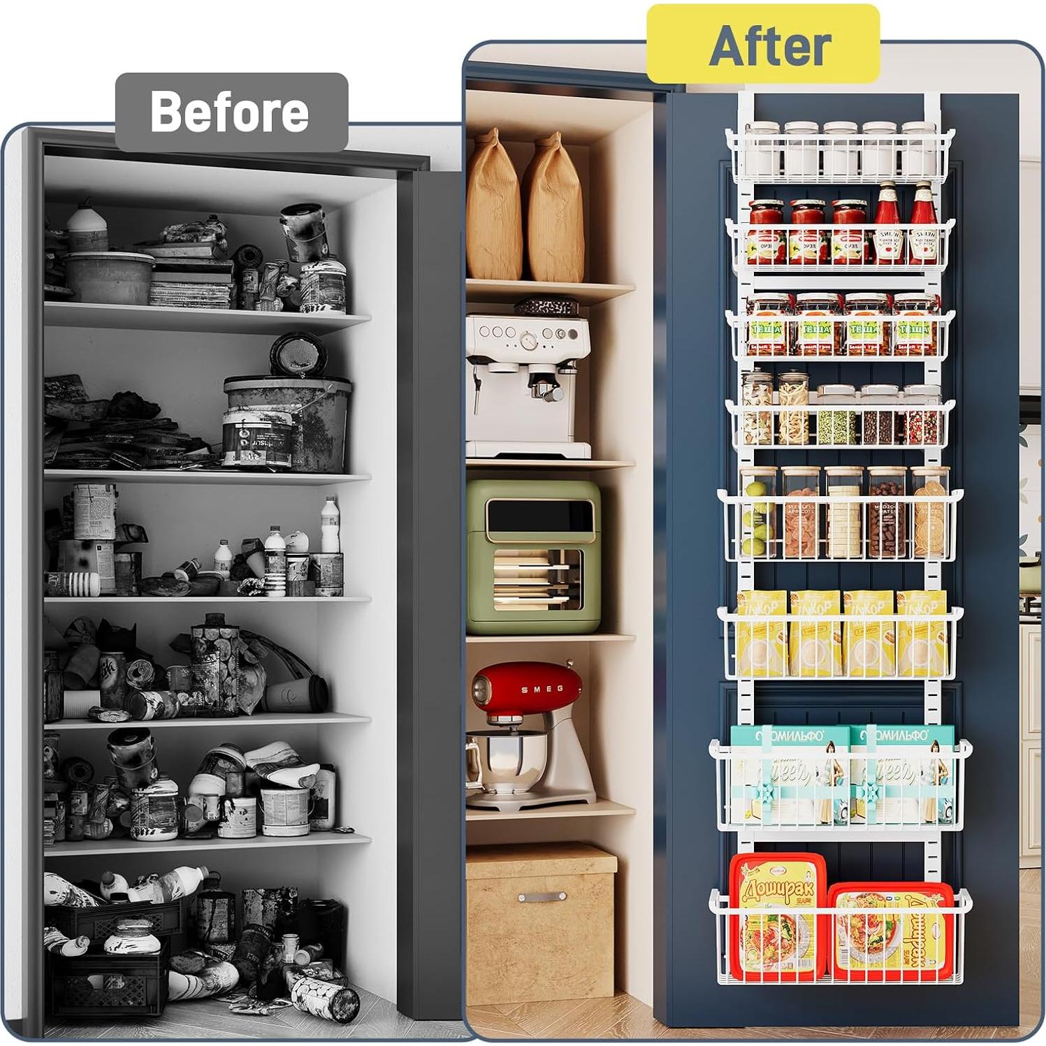 Organizador de despensa sobre la puerta MSERCUOR 8 niveles ajustable