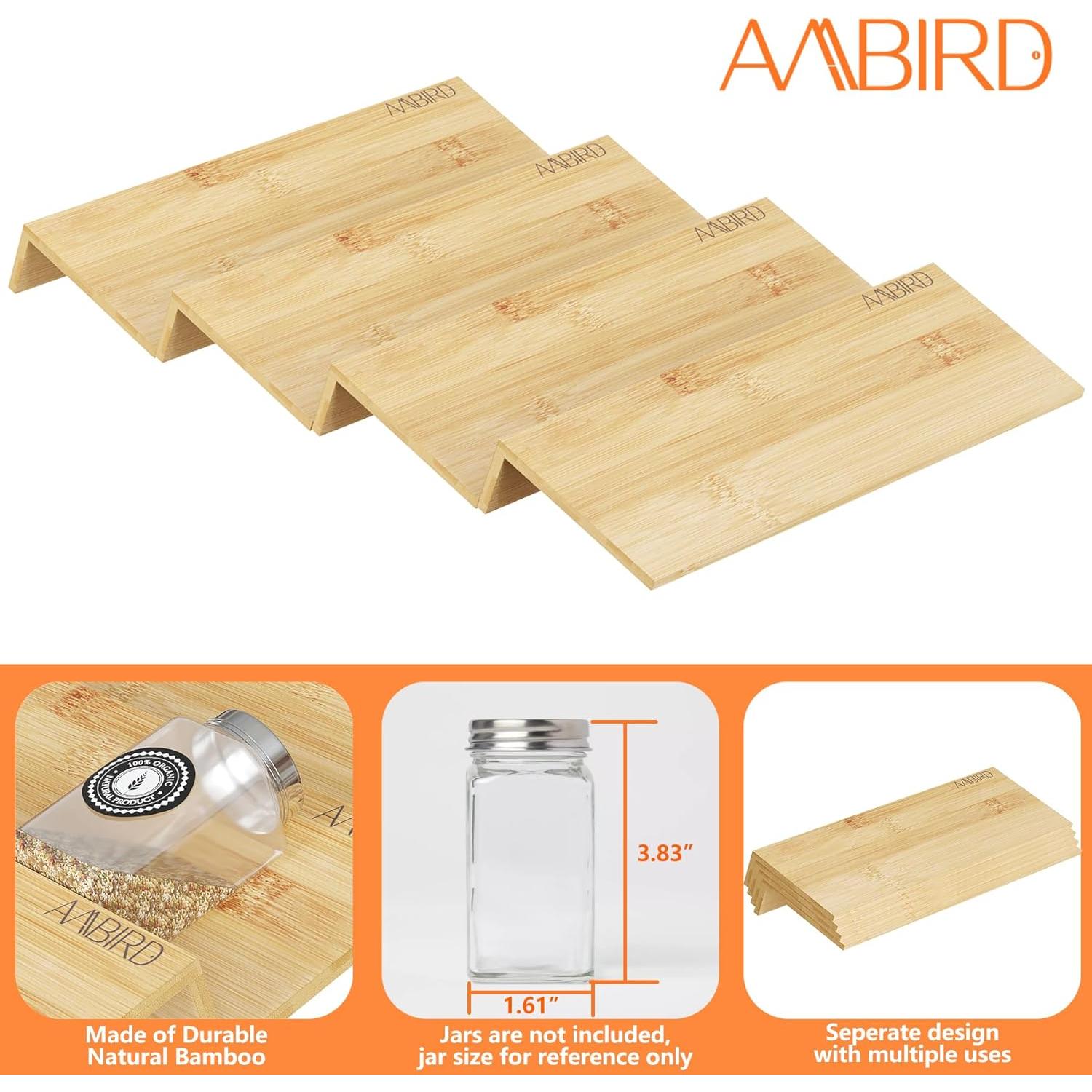 Organizador de Especias de Bambú AMBIRD 4 Niveles 24.1 cm