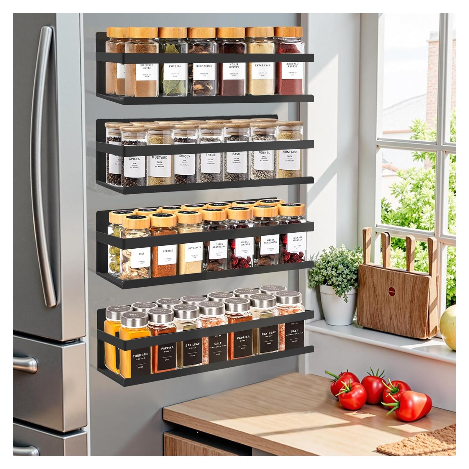 Organizador Magnético de Especias SMRCAD 4 Estantes Negro