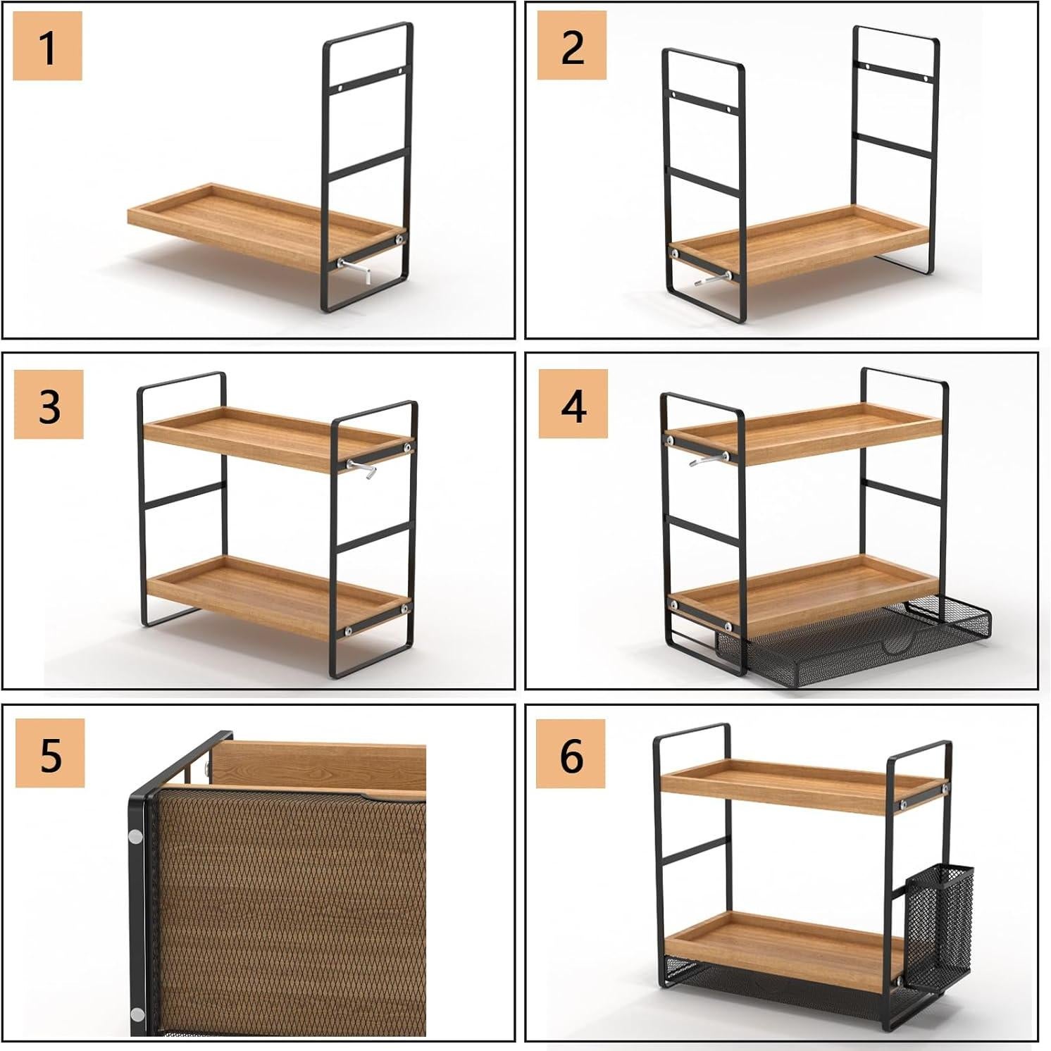 Organizador de Especias Harnidipa 2 Niveles con Cajón y Cesta