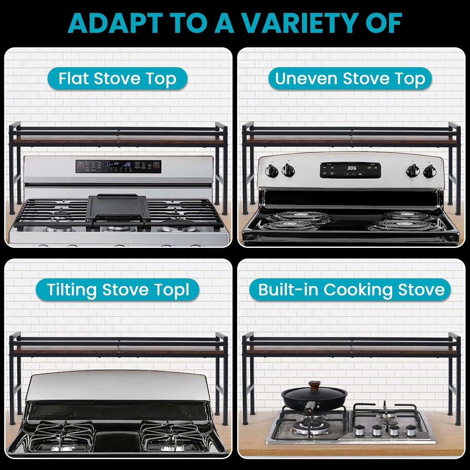 Estante para Cocina Weslinkeji Negro con 4 Ganchos 15x81.3x34.3cm