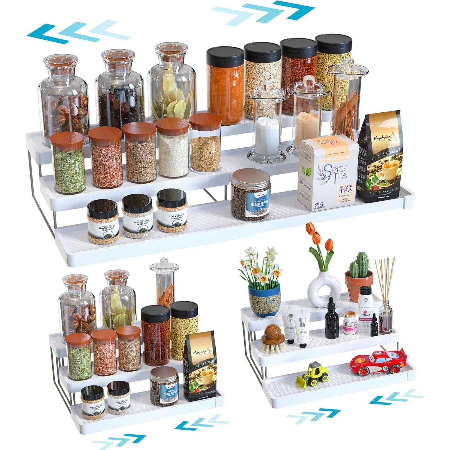 Estante de Especias Expandible YAN & HIN 3 Niveles Blanco