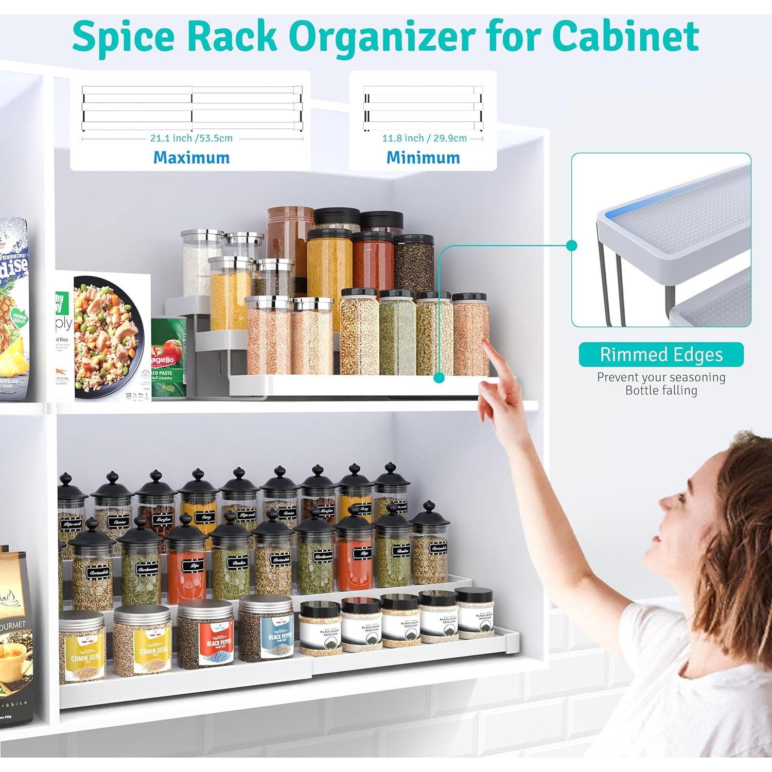 Estante de Especias Expandible YAN & HIN 3 Niveles Blanco