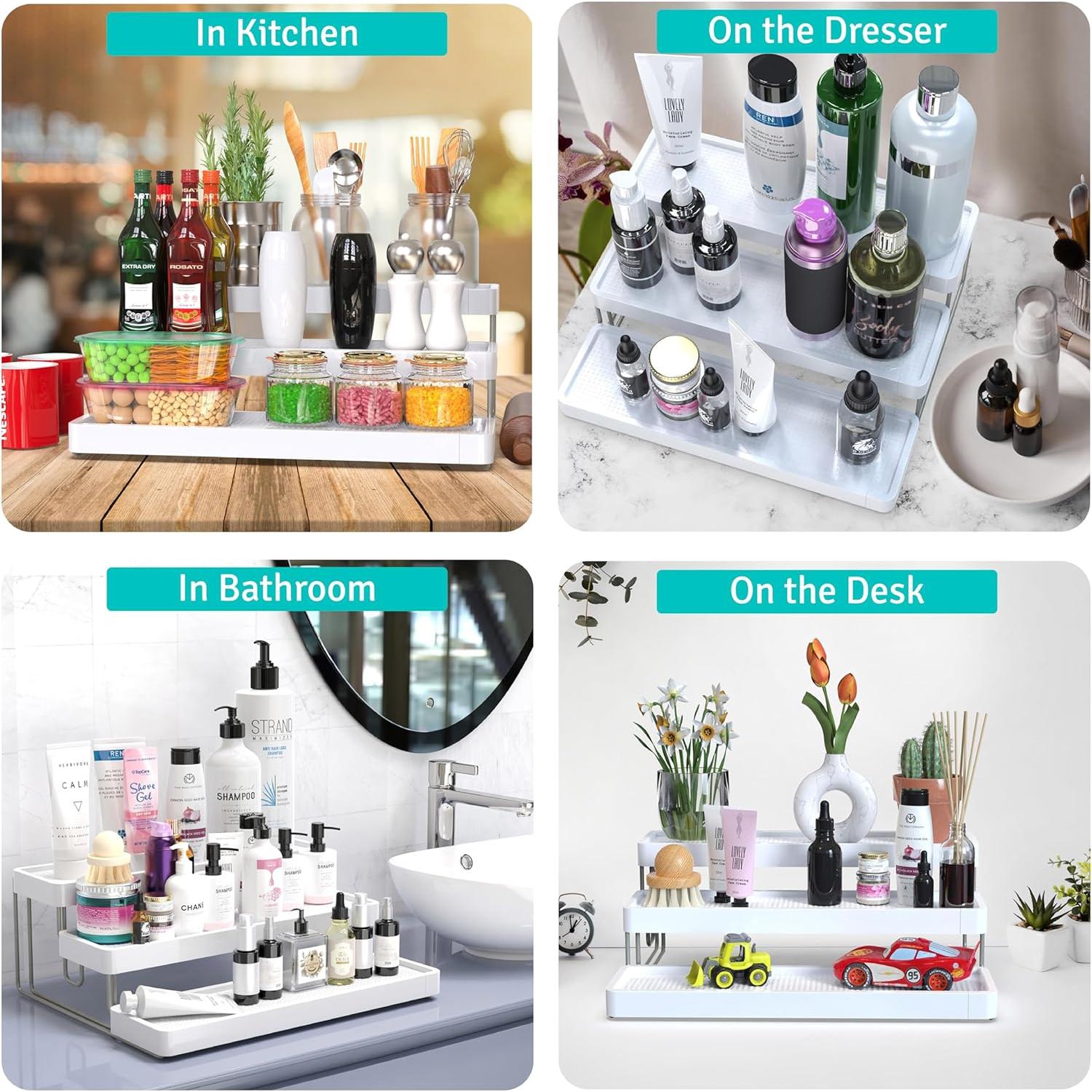 Estante de Especias Expandible YAN & HIN 3 Niveles Blanco