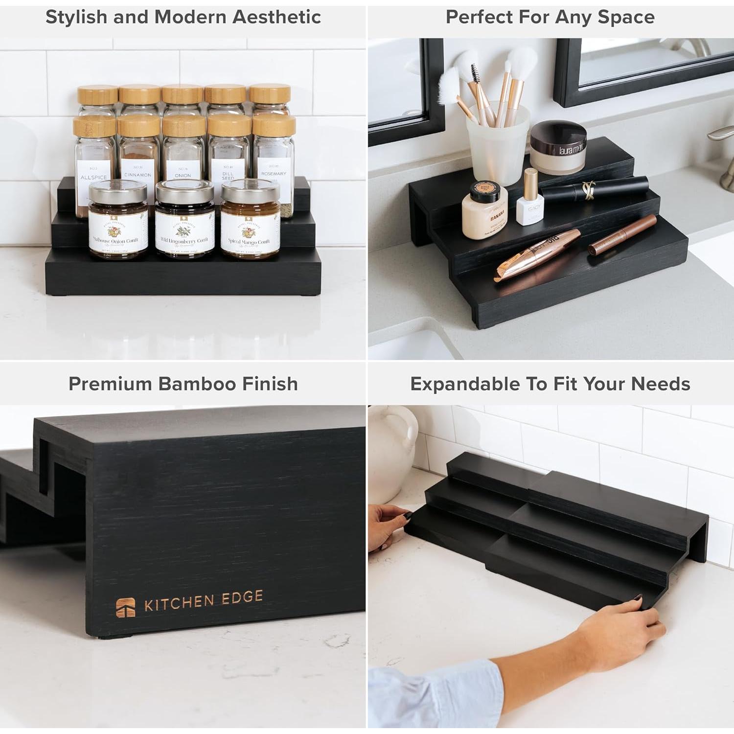 Organizador de especias expandible KitchenEdge 3 niveles 28-56 cm