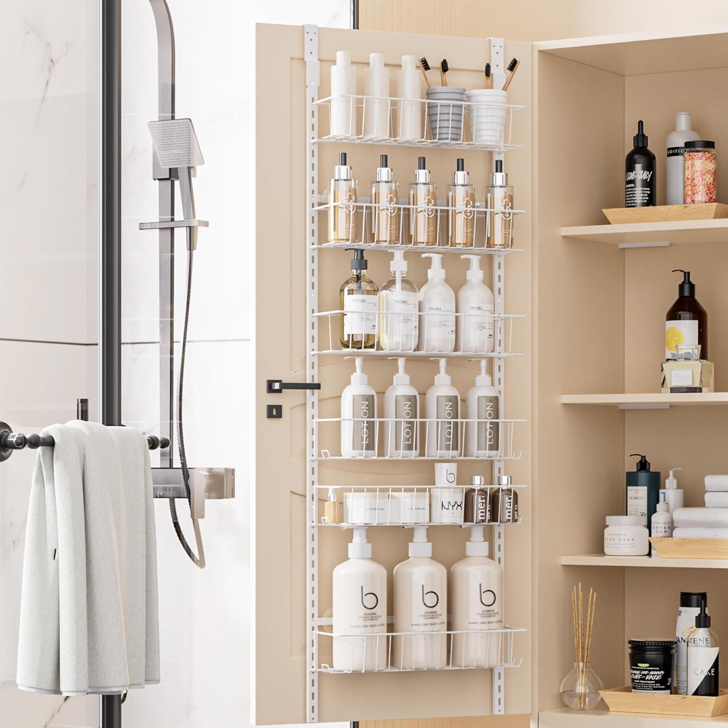 Organizador de Puerta Delamu 6 Niveles Metal Blanco Ajustable