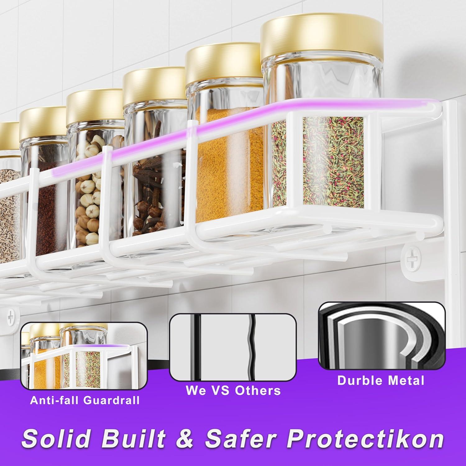 Estante Colgante de Especias SUFAUY 3 Niveles Blanco 42x7.4 cm