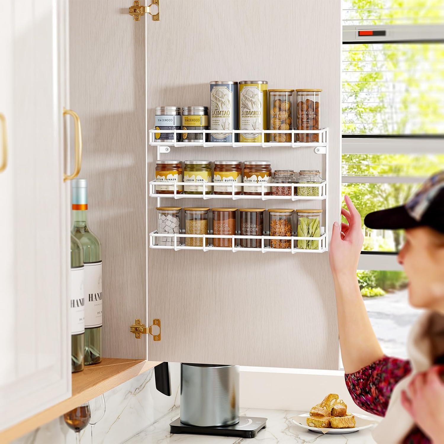 Estante Colgante de Especias SUFAUY 3 Niveles Blanco 42x7.4 cm