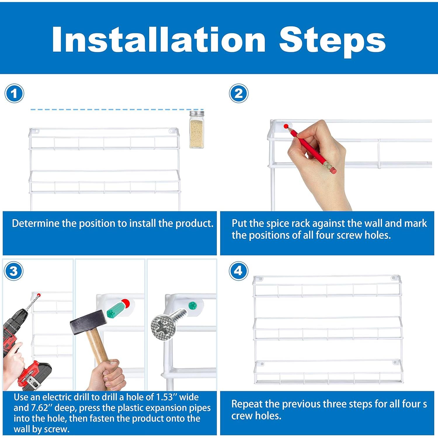 Estante Colgante de Especias SUFAUY 3 Niveles Blanco 42x7.4 cm