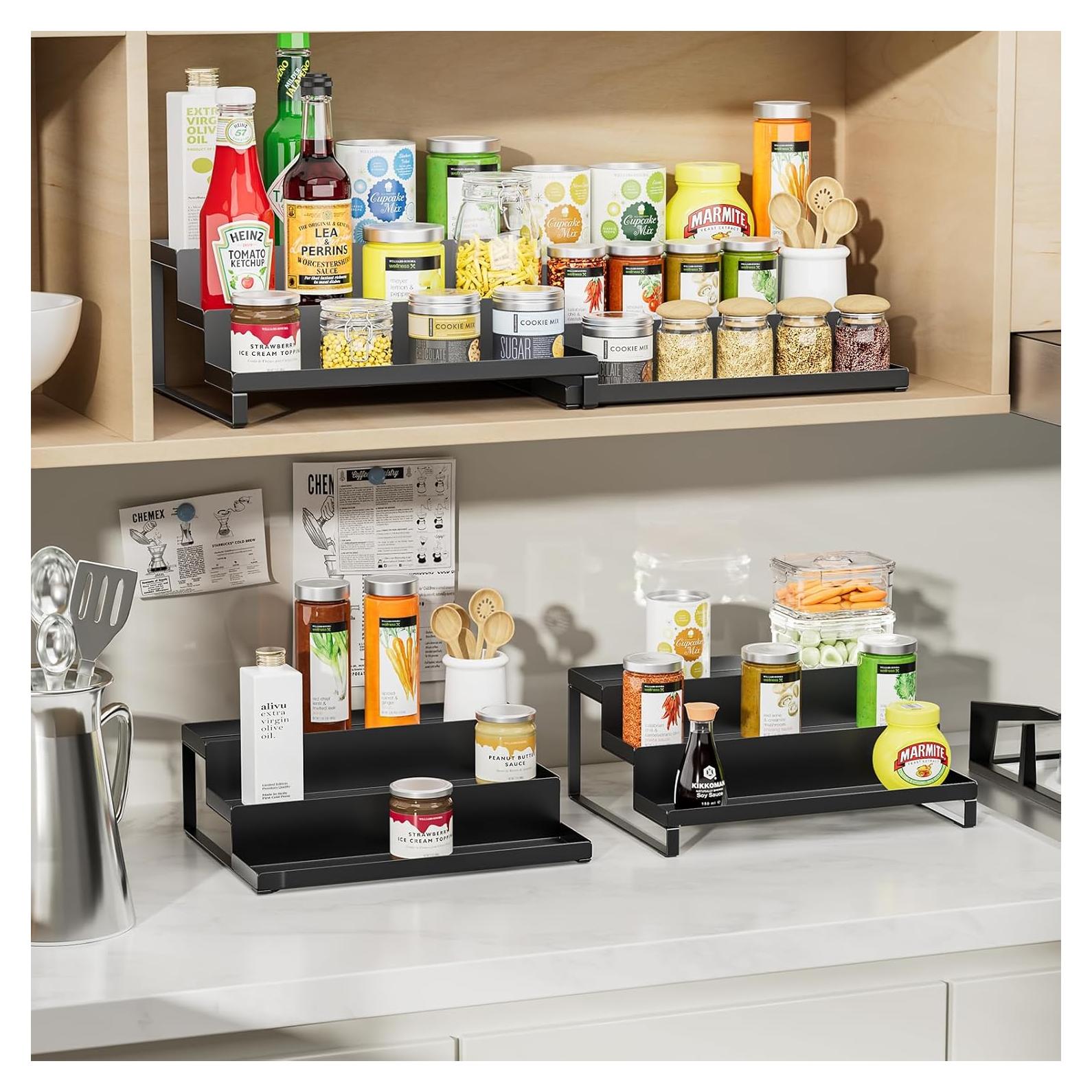 Organizador de Especias RCHYFEED, Juego de 2 Estantes Metálicos 3 Niveles