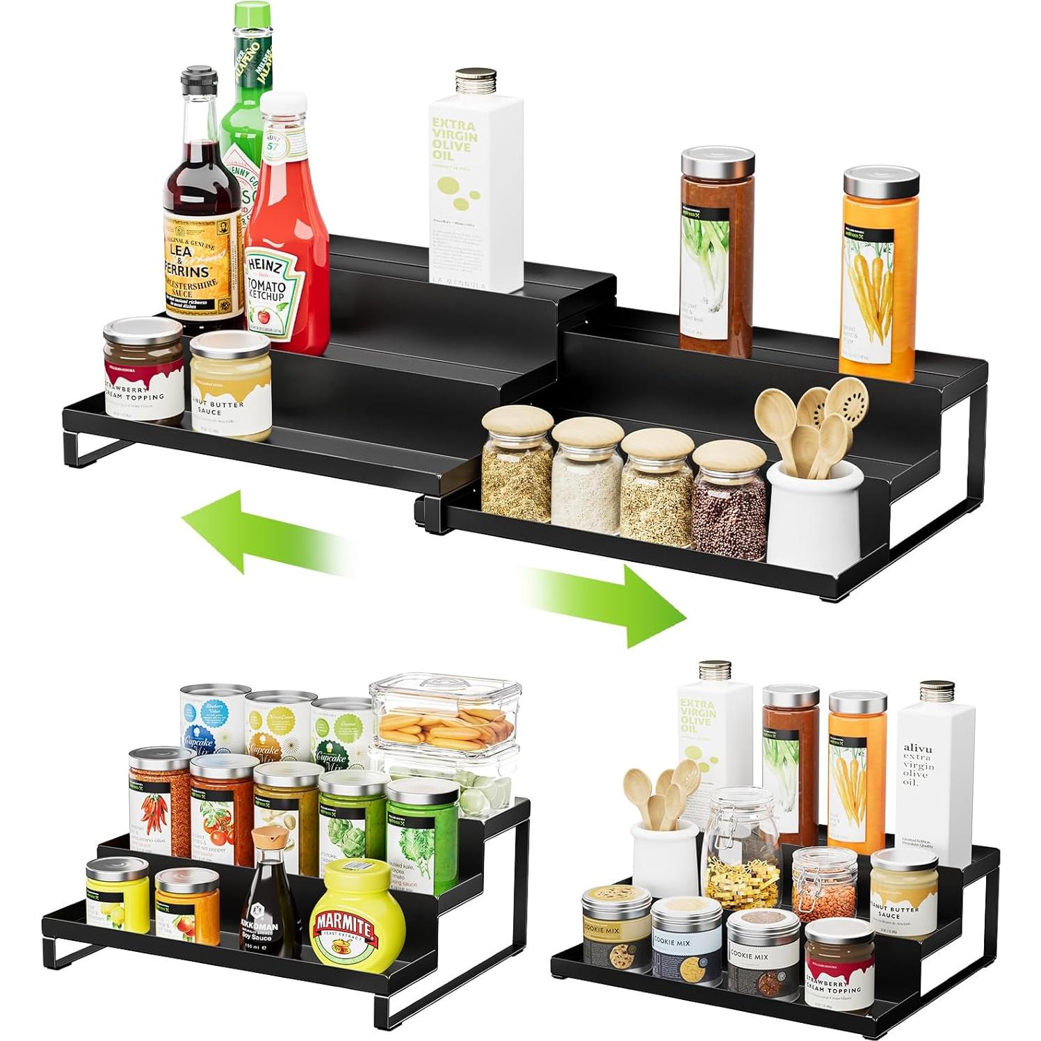 Organizador de Especias RCHYFEED, Juego de 2 Estantes Metálicos 3 Niveles