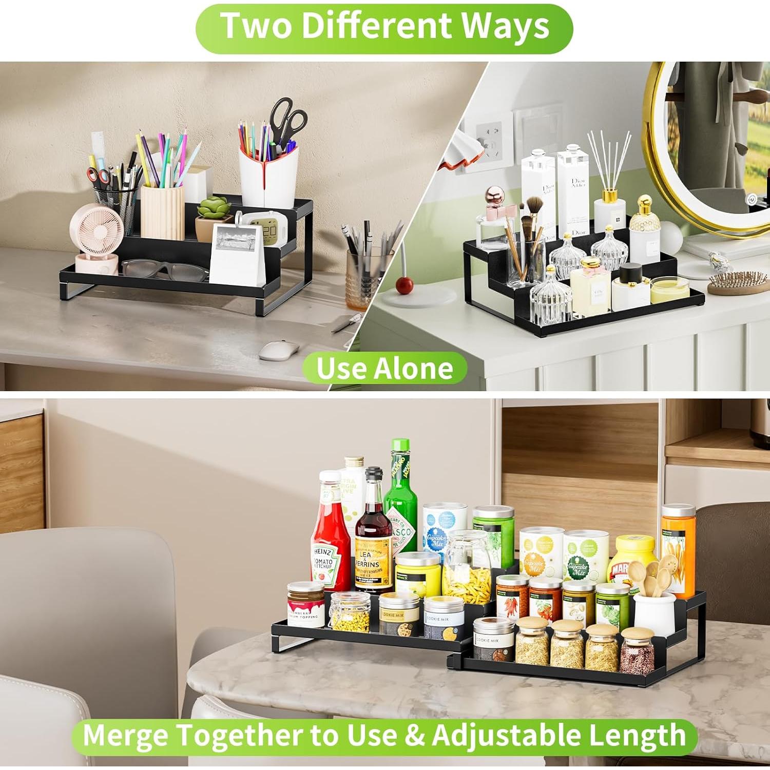 Organizador de Especias RCHYFEED, Juego de 2 Estantes Metálicos 3 Niveles