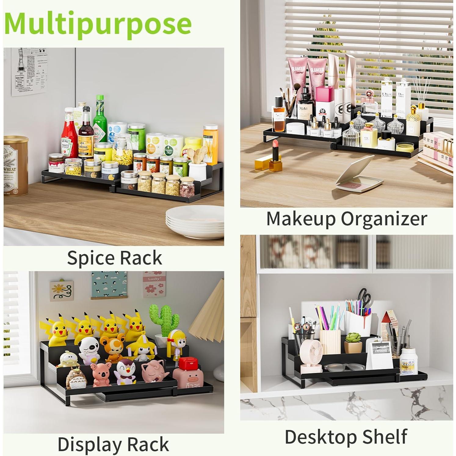 Organizador de Especias RCHYFEED, Juego de 2 Estantes Metálicos 3 Niveles