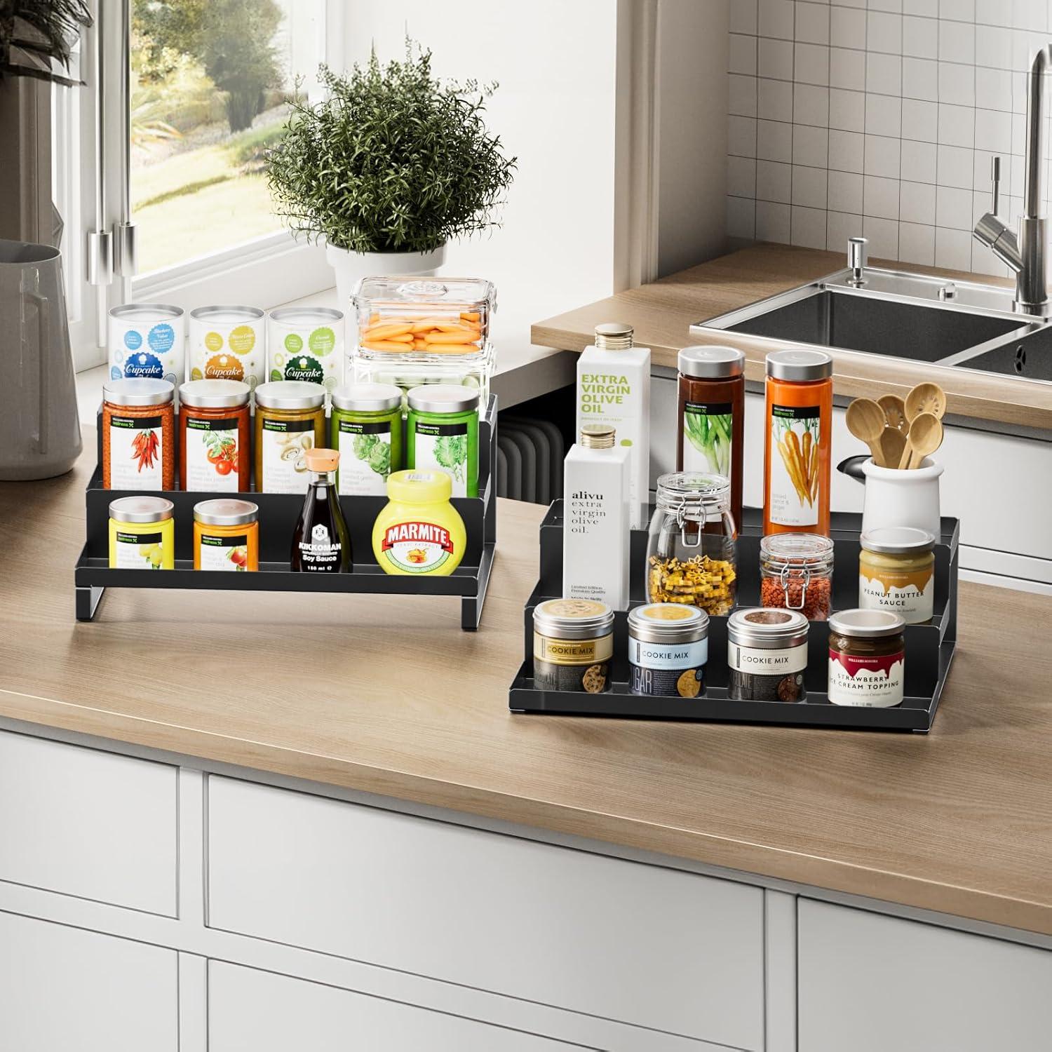 Organizador de Especias RCHYFEED, Juego de 2 Estantes Metálicos 3 Niveles