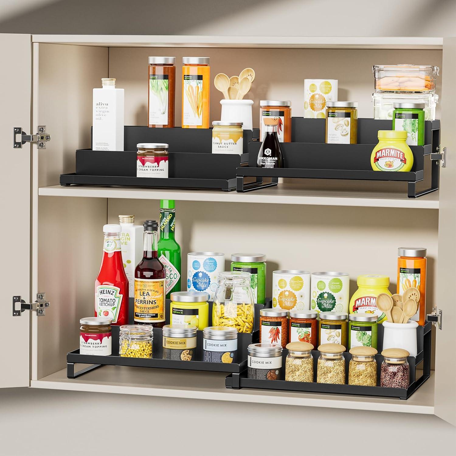 Organizador de Especias RCHYFEED, Juego de 2 Estantes Metálicos 3 Niveles