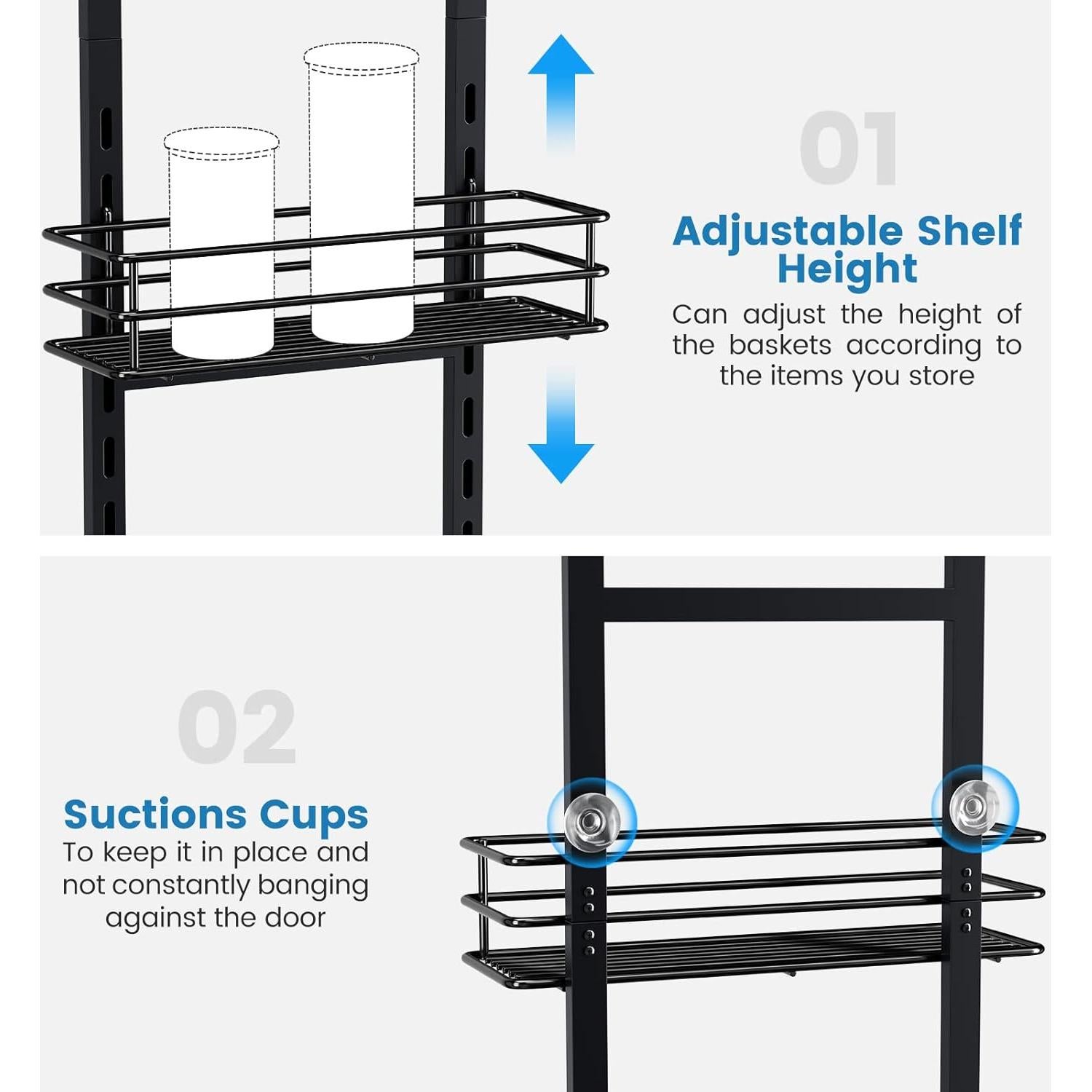 Organizador de despensa Purdaz ajustable 5 niveles metal negro