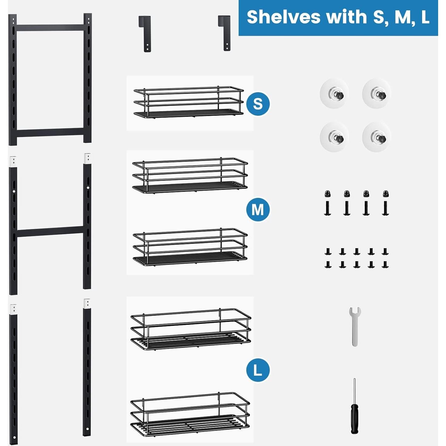 Organizador de despensa Purdaz ajustable 5 niveles metal negro
