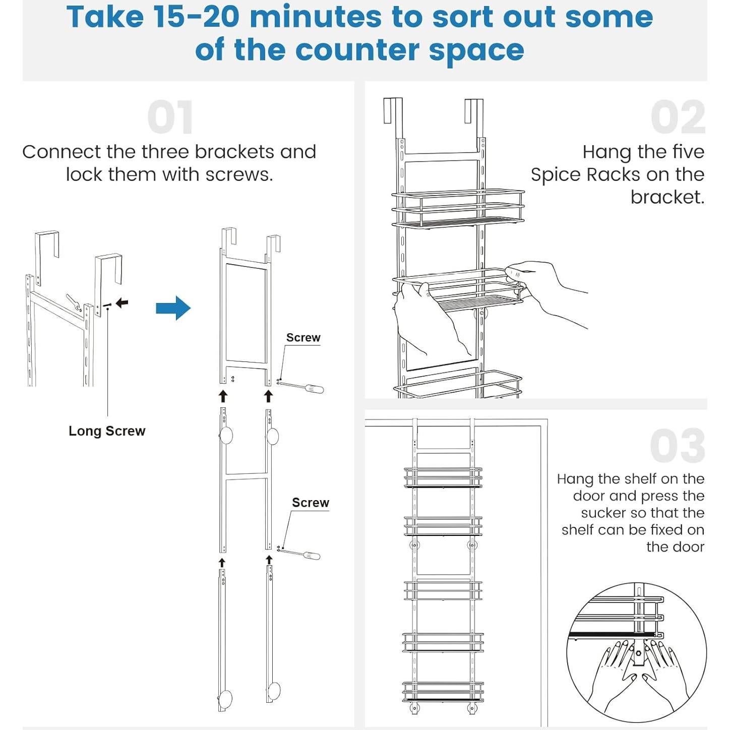 Organizador de despensa Purdaz ajustable 5 niveles metal negro