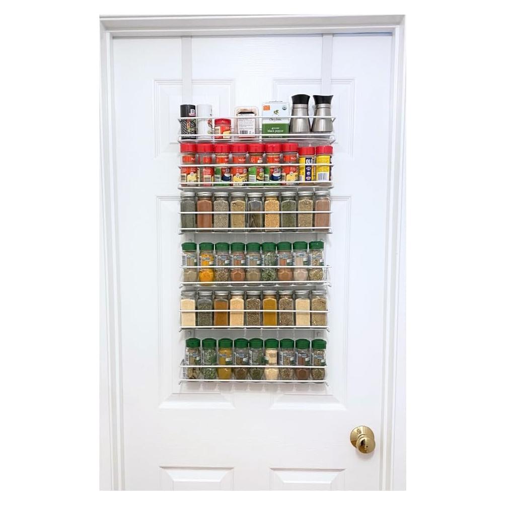 Organizador de Especias sobre la Puerta Evelots - 6 Niveles - Metal Blanco