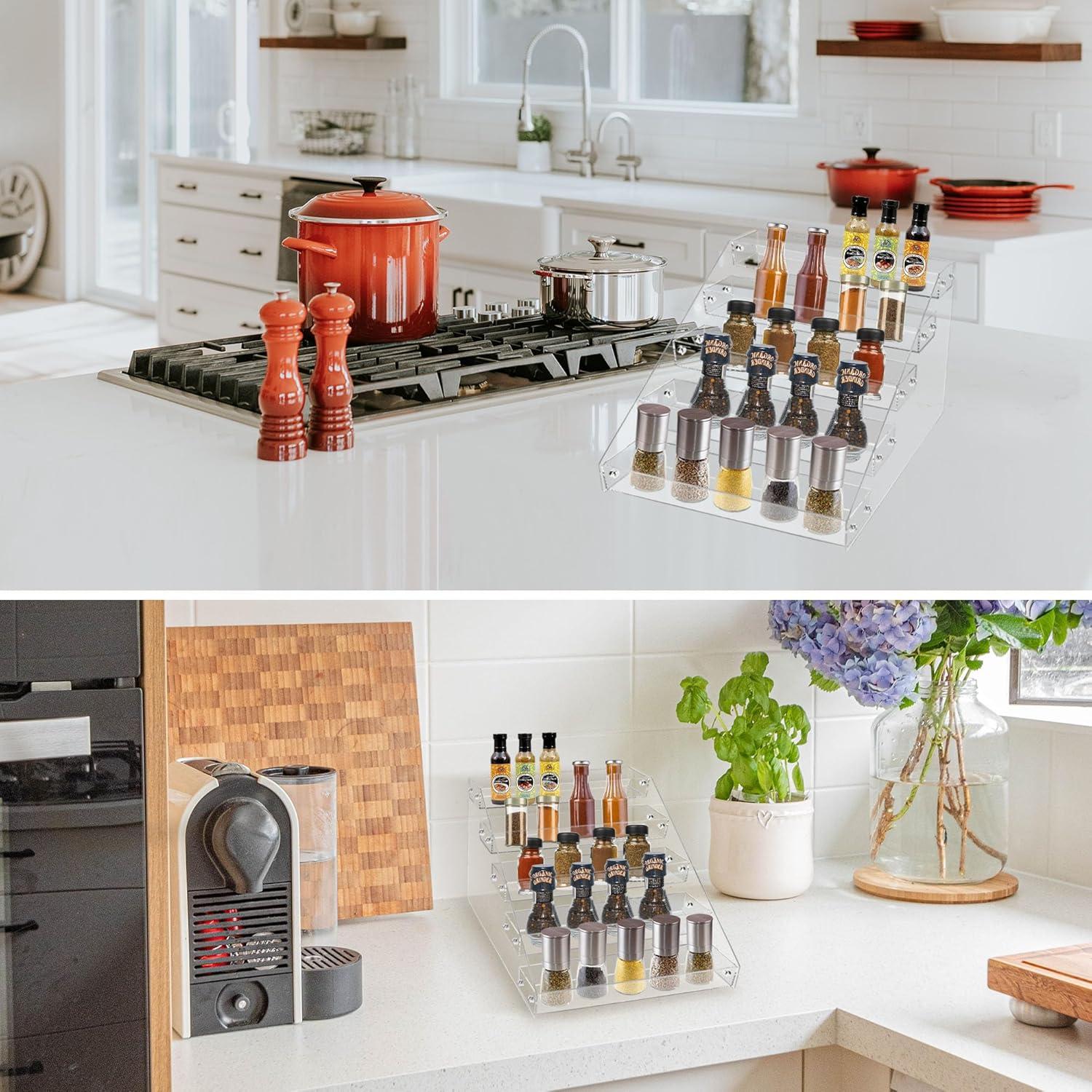 Estantes para Especias HUOIQIUE - Paquete de 2, 5 Niveles Acrílico