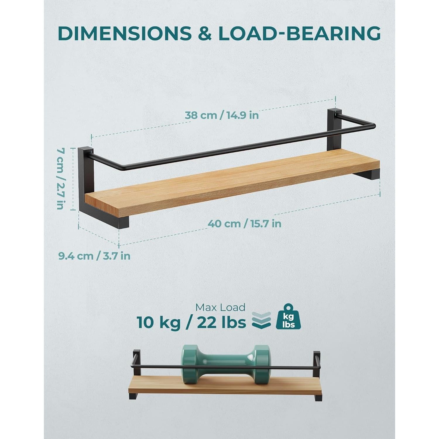 Estante de Especias OROPY Montado en Pared - Madera Rústica, 2 Pzas