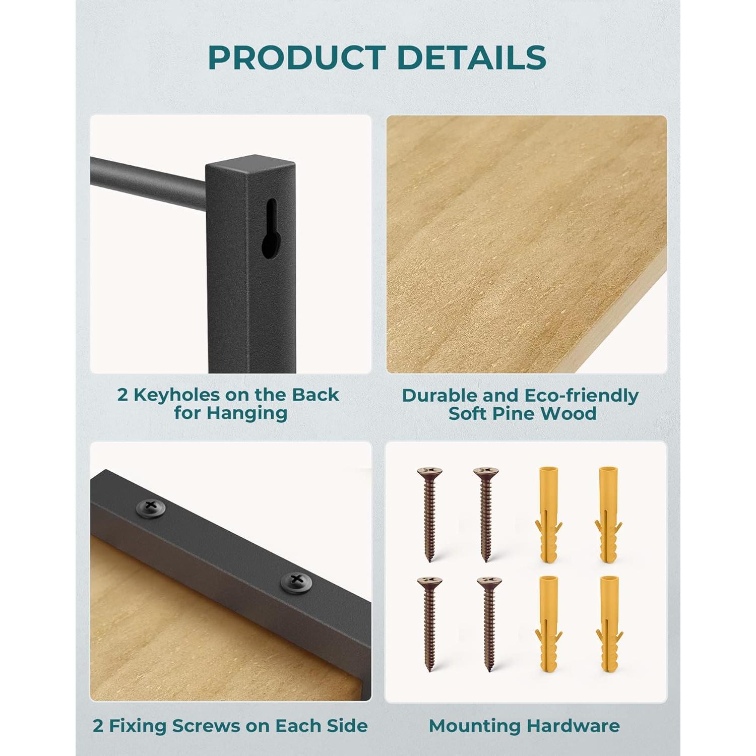 Estante de Especias OROPY Montado en Pared - Madera Rústica, 2 Pzas