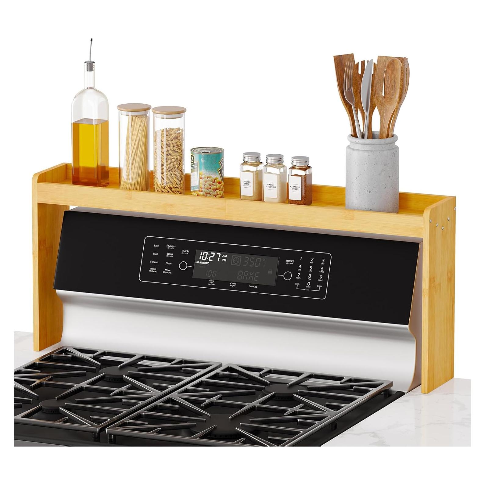 Estante para Especias SpaceAid de Bambú 80 cm sobre Estufa