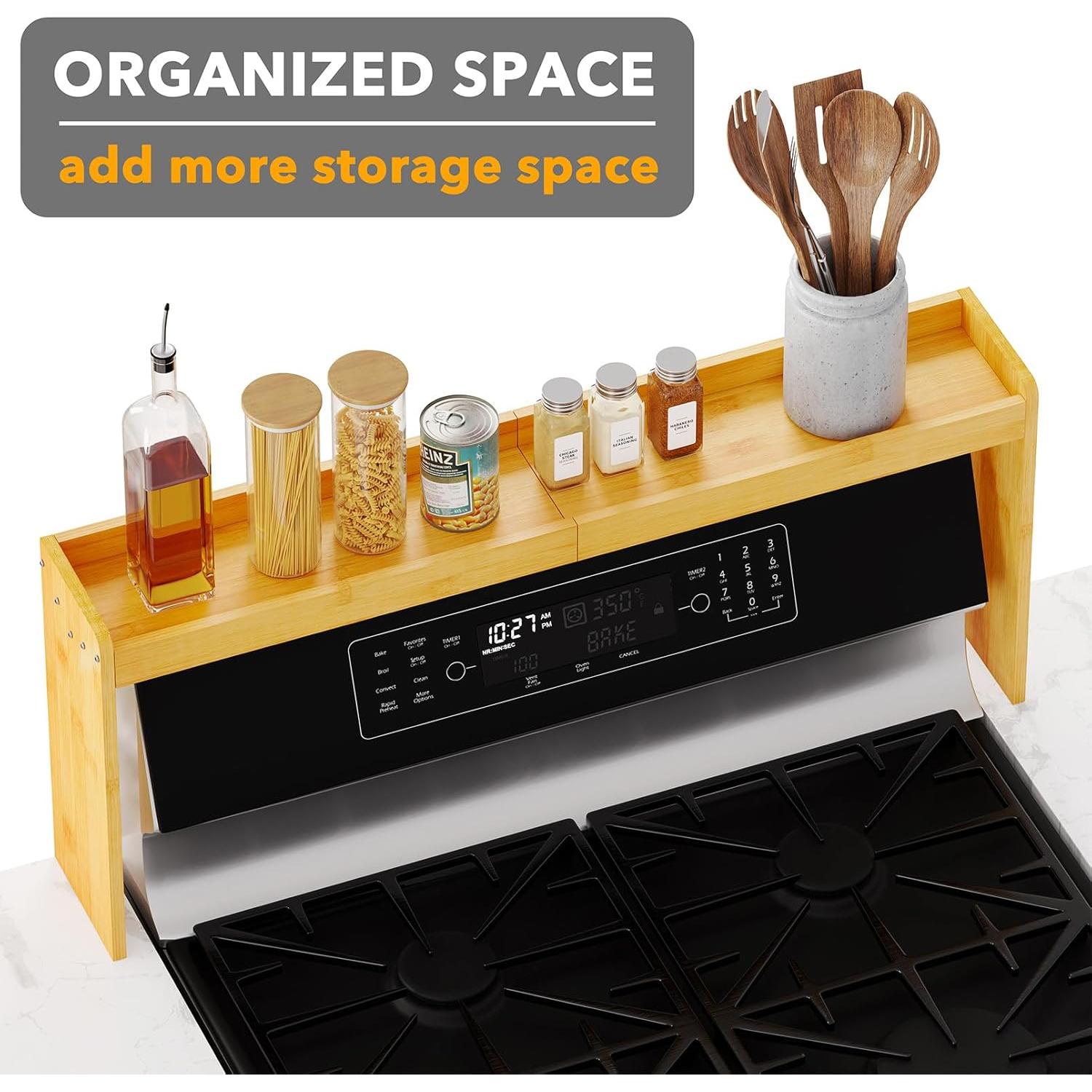 Estante para Especias SpaceAid de Bambú 80 cm sobre Estufa